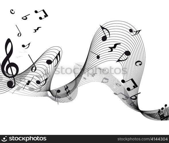 Vector musical notes staff background for design use