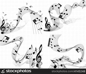 Vector musical notes staff background for design use