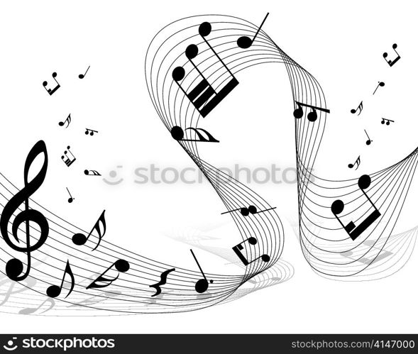 Vector musical notes staff background for design use