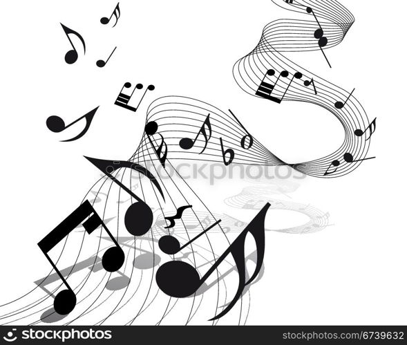 Vector musical notes staff background for design use