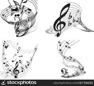 Vector musical notes staff backgrounds set for design use