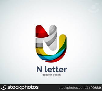 Vector N letter business logo, modern abstract geometric elegant design. Created with waves