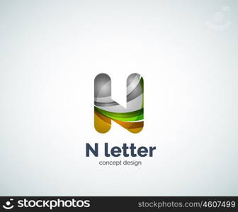 Vector N letter business logo, modern abstract geometric elegant design. Created with waves