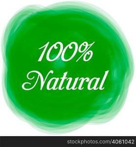 Vector natural label, logo. 100 percent natural. Brush. Lettering