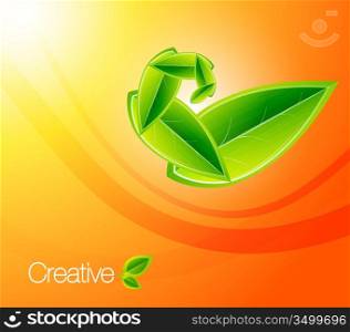 Vector nature leaf concept on orange background. Eps10 illustrat