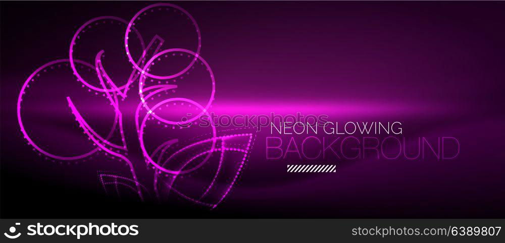 Vector neon glowing tree background. Vector neon glowing tree, nature environmental background