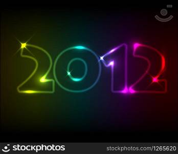 Vector New Year card 2012 - rainbow neon numbers