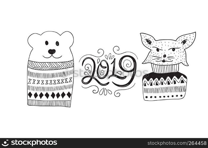 Vector New Year Greeting. Happy new year.