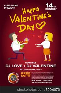 Vector night party valentine&rsquo;s day. Template poster graphic