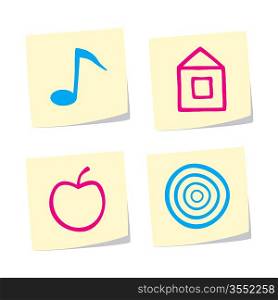 Vector Note, Home, Apple and Target Icons