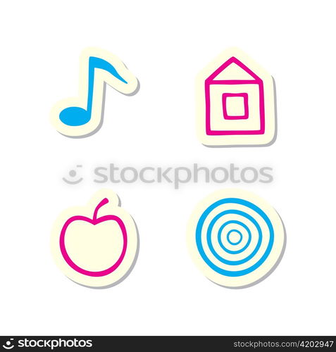 Vector Note, Home, Apple and Target Icons