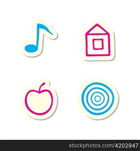 Vector Note, Home, Apple and Target Icons