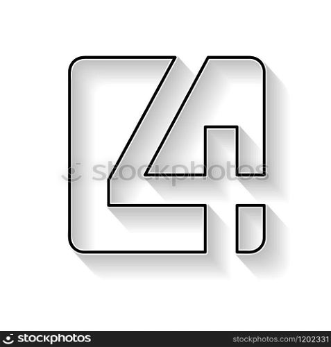 Vector number 4. Sign made with black line