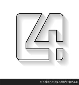 Vector number 4. Sign made with black line