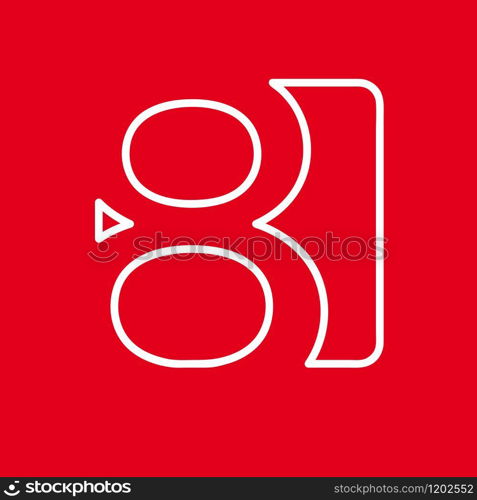 Vector number 8. Sign made with red line