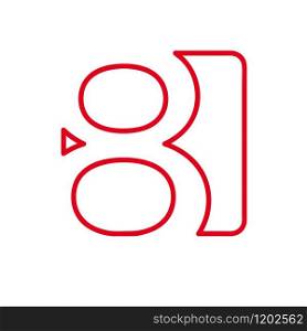 Vector number 8. Sign made with red line