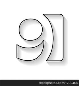 Vector number 9. Sign made with black line