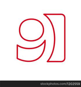 Vector number 9. Sign made with red lin