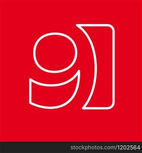 Vector number 9. Sign made with red lin