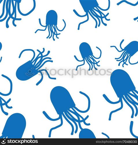 Vector Octopus pattern. White and blue. Vector Octopus seamless pattern. For fabric or cosmetic, background or packaging design. White and blue.