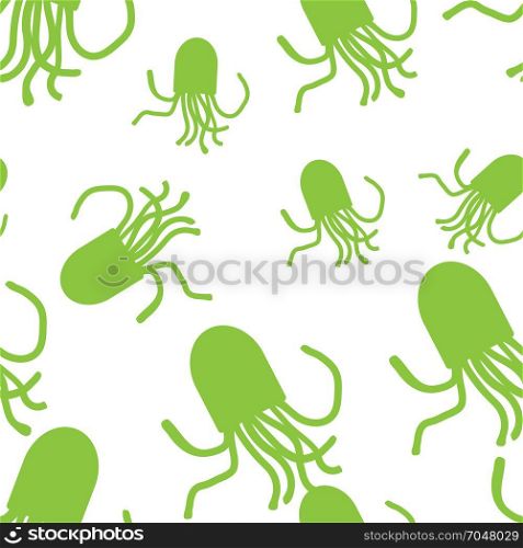 Vector Octopus pattern. White and green. Vector Octopus seamless pattern. For fabric or cosmetic, background or packaging design. White and green.