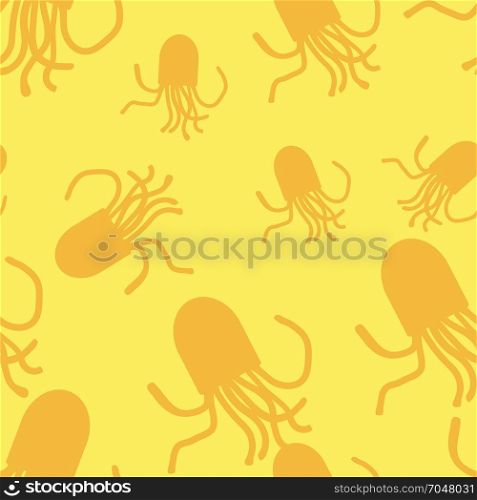 Vector Octopus pattern. Yellow and gold. Vector Octopus seamless pattern. For fabric or cosmetic, background or packaging design. Yellow and gold