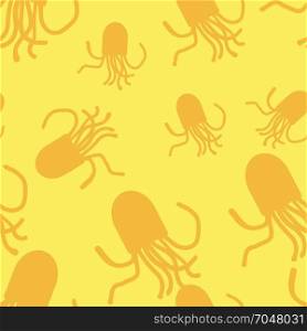 Vector Octopus pattern. Yellow and gold. Vector Octopus seamless pattern. For fabric or cosmetic, background or packaging design. Yellow and gold