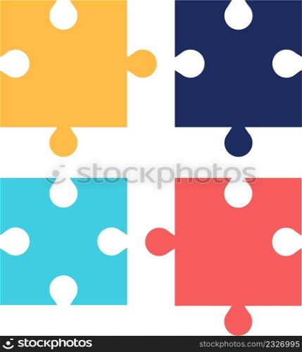 Vector of 4 puzzles of different colors. Colored puzzle elements.. Vector of 4 puzzles of different colors. Colored elements.