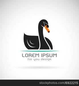 Vector of a black swan design on white background. Logo. Wild Animal.