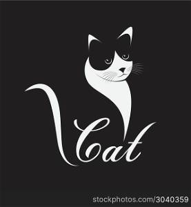 Vector of a cat design on black background, Pet, Animal, Vector . Vector of a cat design on black background, Pet, Animal, Vector illustration. Easy editable layered vector illustration.