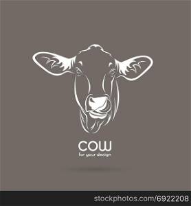 Vector of a cow head design on brown background, Vector cow logo. Farm Animals.