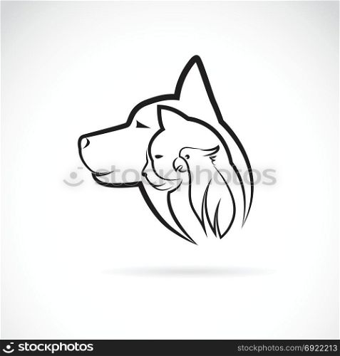 Vector of a dog cat and bird on white background. Logo Pet. Animal design.