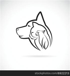 Vector of a dog cat and bird on white background. Logo Pet. Animal design.