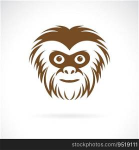 Vector of a gibbon face design on white background. Wildlife Animals. Easy editable layered vector illustration.