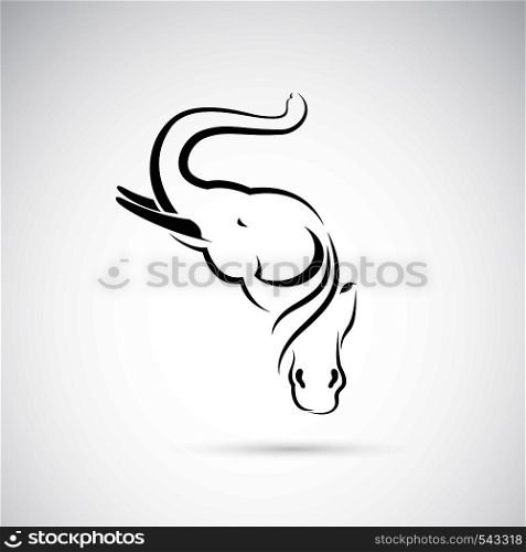 Vector of an elephant head and horse head on white background. Wild Animals. Elephant and horse logo or icon. Easy editable layered vector illustration.