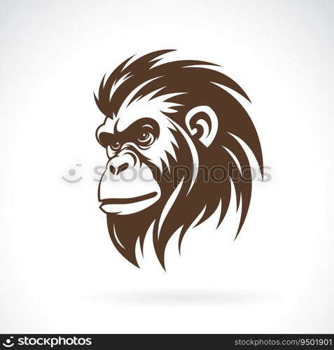 Vector of an orangutan head on white background. Wild Animals. Easy editable layered vector illustration.