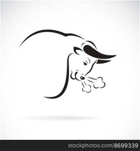 Vector of angry bull design on white background. Wild Animals. Easy editable layered vector illustration.