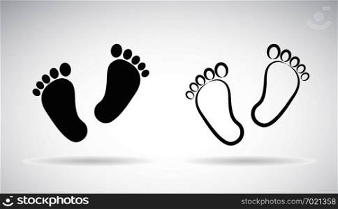Vector of baby foot Icon flat style isolated on white background. Foot logo or icon. Easy editable layered vector illustration.