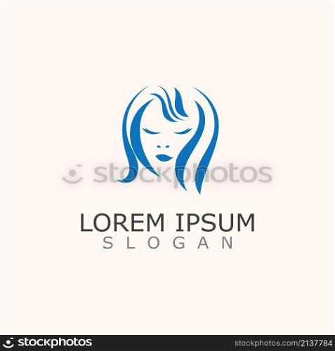 Vector of beautiful woman face logo, women icon on white background