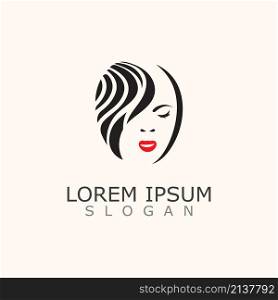 Vector of beautiful woman face logo, women icon on white background