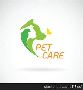 Vector of bird, cat, dog and butterfly on white background. Pet Care. Banners Animal. Easy editable layered vector illustration.