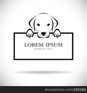 Vector of black dog head labrador  with frame space for your text. Pet. Animals. Easy editable layered vector illustration.