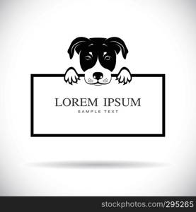 Vector of black dog head with frame space for your text. Pet. Animals. Easy editable layered vector illustration.
