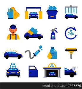 Vector of car washing equipment. Cleaning service for automobiles. Car wash service station illustration. Vector of car washing equipment. Cleaning service for automobiles