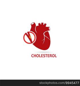 vector of cholesterol plaque with heart organ logo icon illustratrion design 