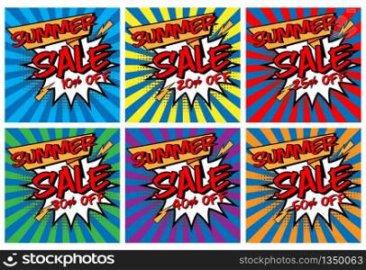Vector of Comic Speech Bubble with summer sale off text