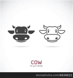 Vector of cow face design on white background, Farm animals.