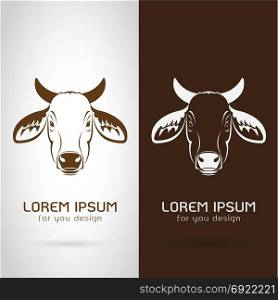 Vector of cow head design on white background and brown background, Logo, Symbol, label, Animals