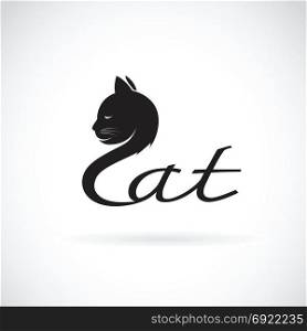 Vector of design cat is text on a white background. Pet. Animal Logo.
