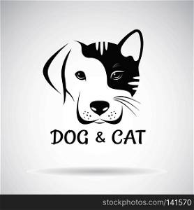 Vector of dog and cat face design on a white background. Pet. Animal. Easy editable layered vector illustration.